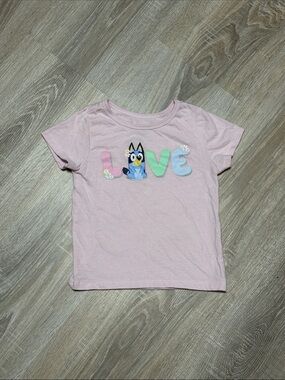 Pink Kids 'Love' Graphic Tee with Bluey Character